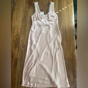 NWT Rumored North Country Midi Dress- Blush pink with lace trim
